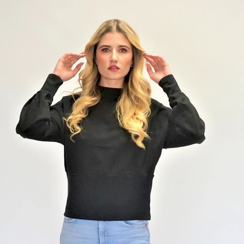 NWT Black Cropped Corset Sweater